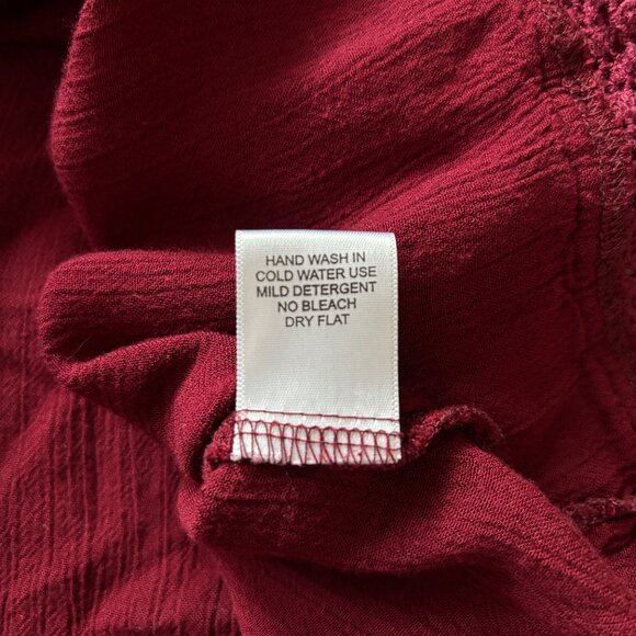Chelsea & Violet Off-the-Shoulder Burgundy Blouse Bell Sleeve Womens XS Boho Y2K - Picture 13 of 16